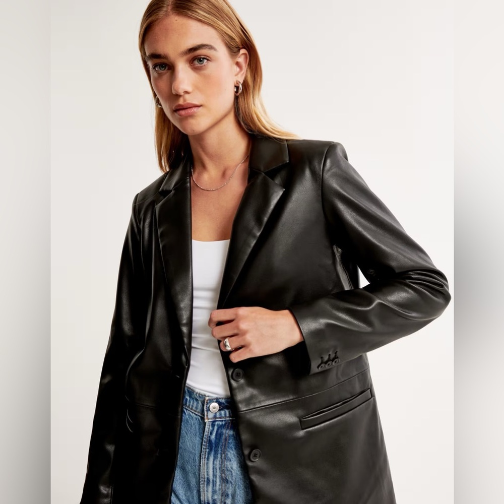 Abercrombie Vegan Leather Blazer